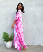 MALA handworks Eva Kaftan in White and Pink Tie Dye