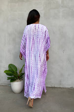 MALA handworks Eva Kaftan in White and Purple Tie Dye