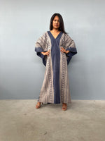 Evelyn Cotton Kaftan in Ecru Glyph-E-106-Mala Handworks
