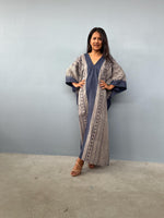 Evelyn Cotton Kaftan in Ecru Glyph-E-106-Mala Handworks