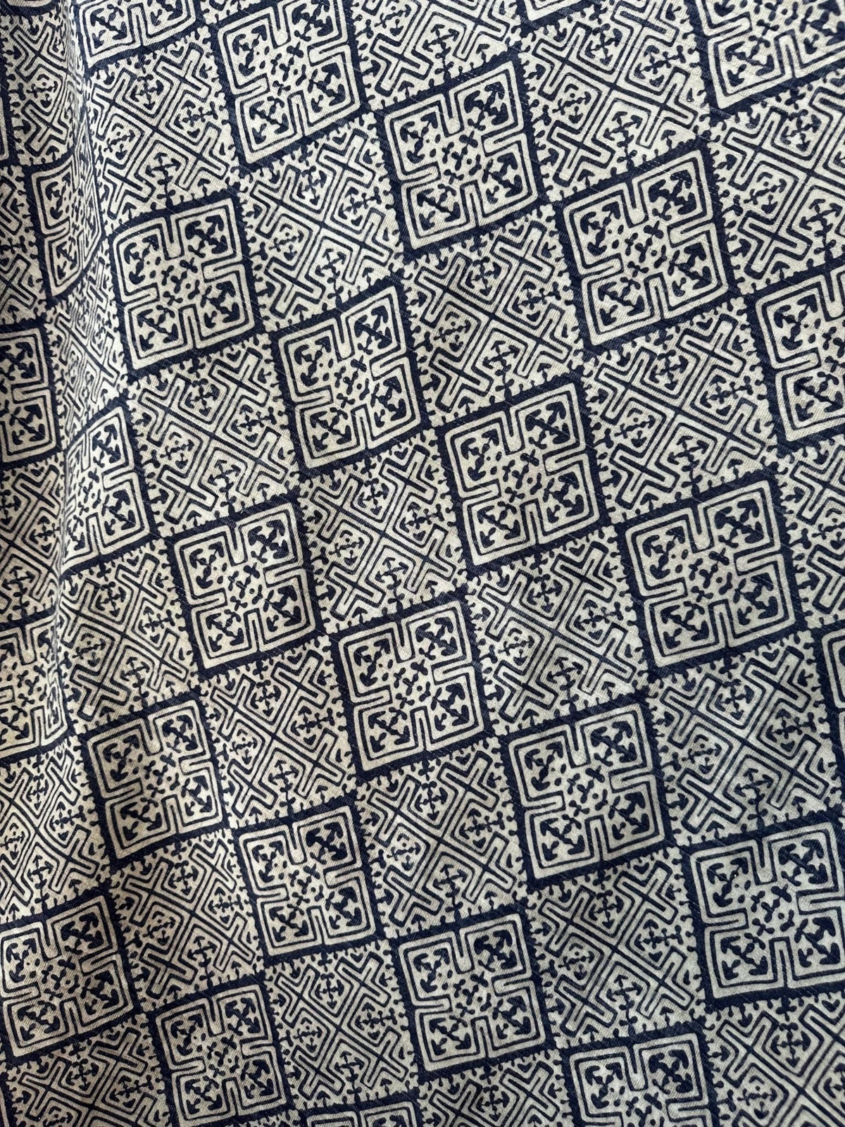 Evelyn Cotton Kaftan in Ecru Lattice-E-103-Mala Handworks
