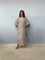 Evelyn Cotton Kaftan in Ecru Lattice-E-103-Mala Handworks