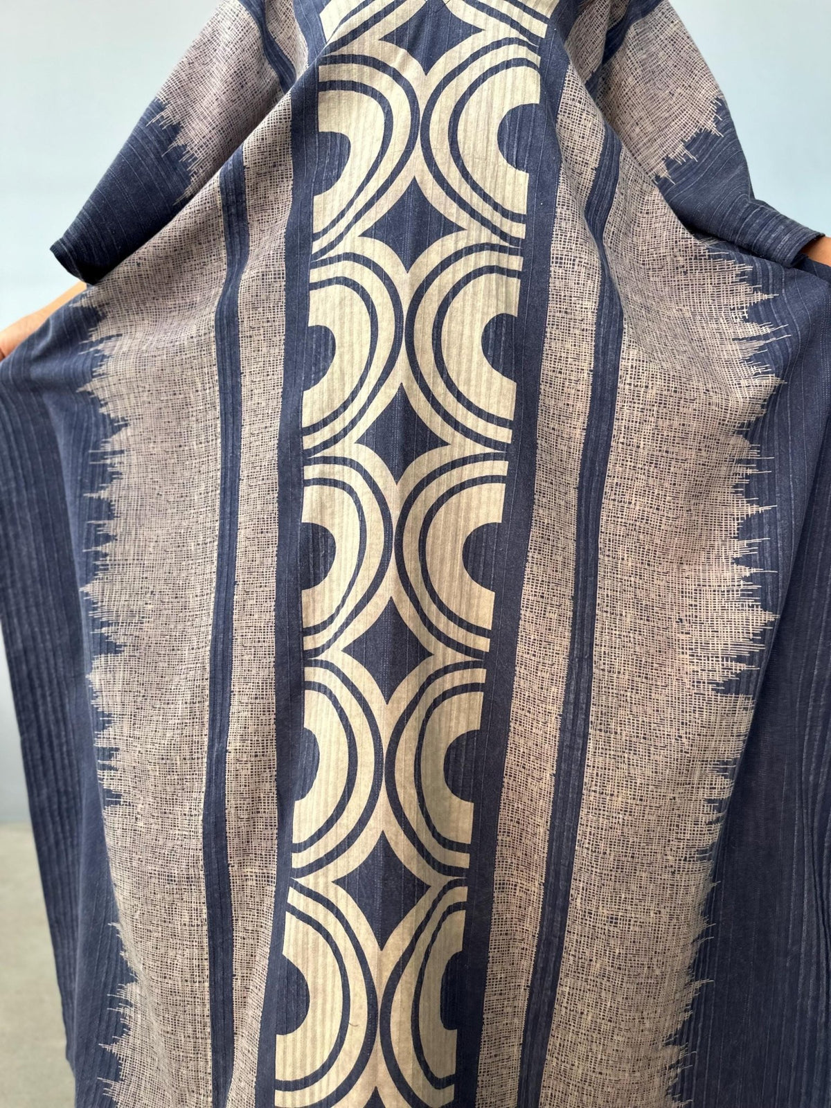 Evelyn Cotton Kaftan in Indigo Crescent-E-104-Mala Handworks