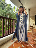 Evelyn Cotton Kaftan in Indigo Echoeye-E-105-Mala Handworks