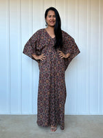 MALA handworks  Evelyn Kaftan in Black and Abstract Pattern