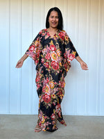 MALA handworks  Evelyn Kaftan in Black and Floral Pattern