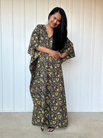 MALA handworks  56 Evelyn Kaftan in Black and Yellow Pattern