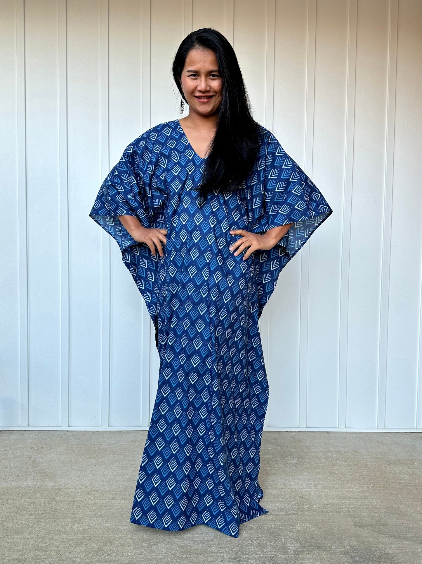 MALA handworks  Evelyn Kaftan in Blue and Abstract Pattern