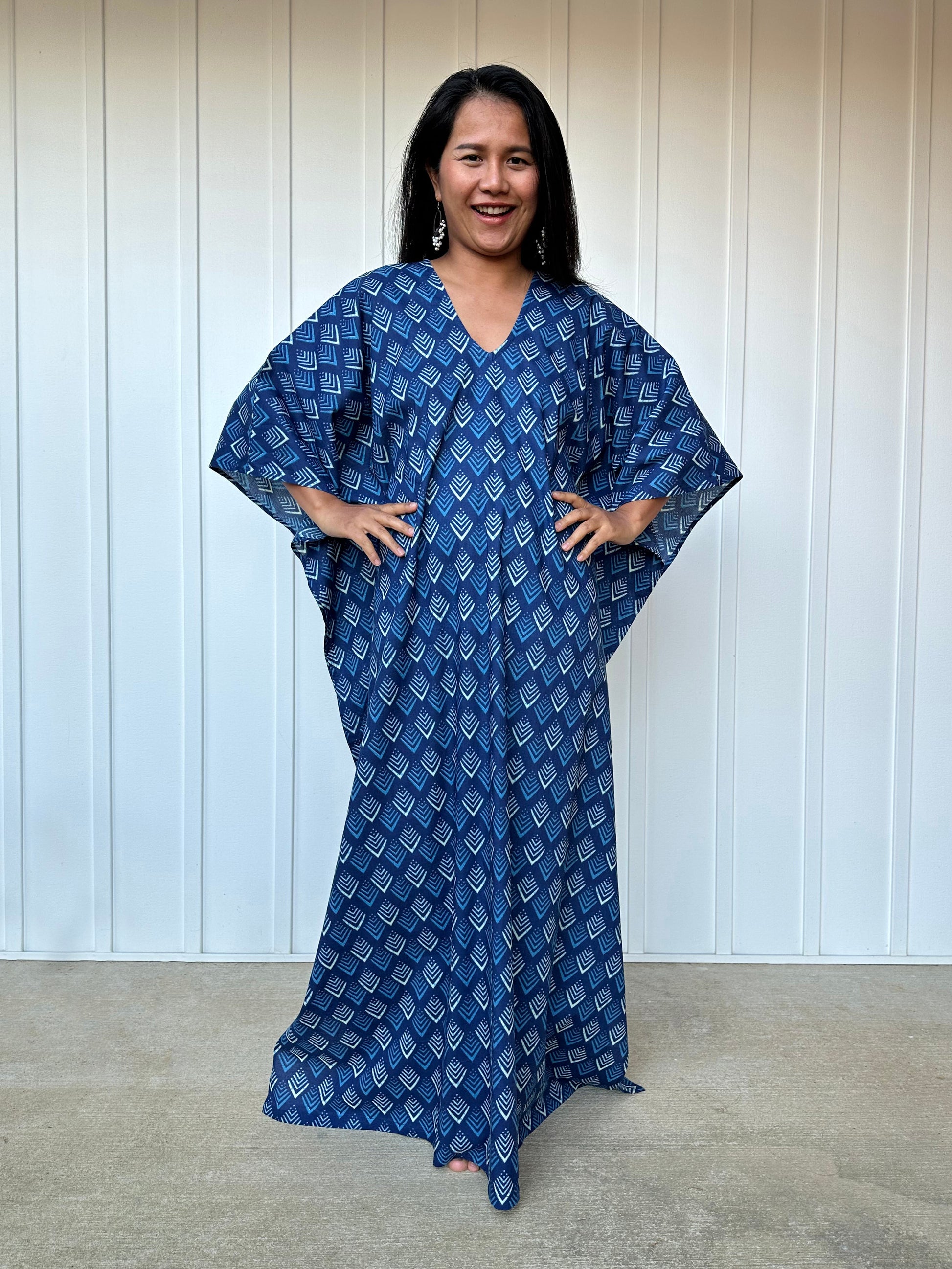 MALA handworks  Evelyn Kaftan in Blue and Abstract Pattern