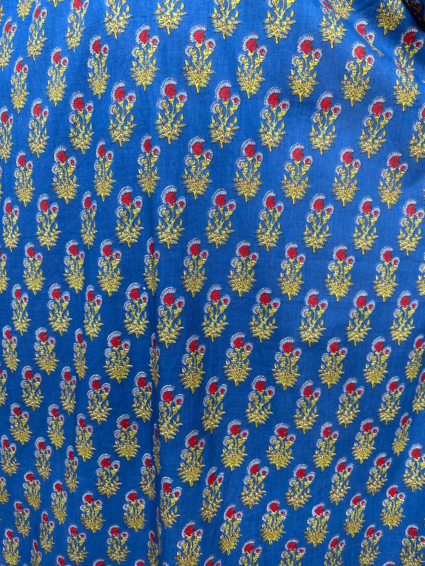 MALA handworks  Evelyn Kaftan in Blue and Floral Pattern