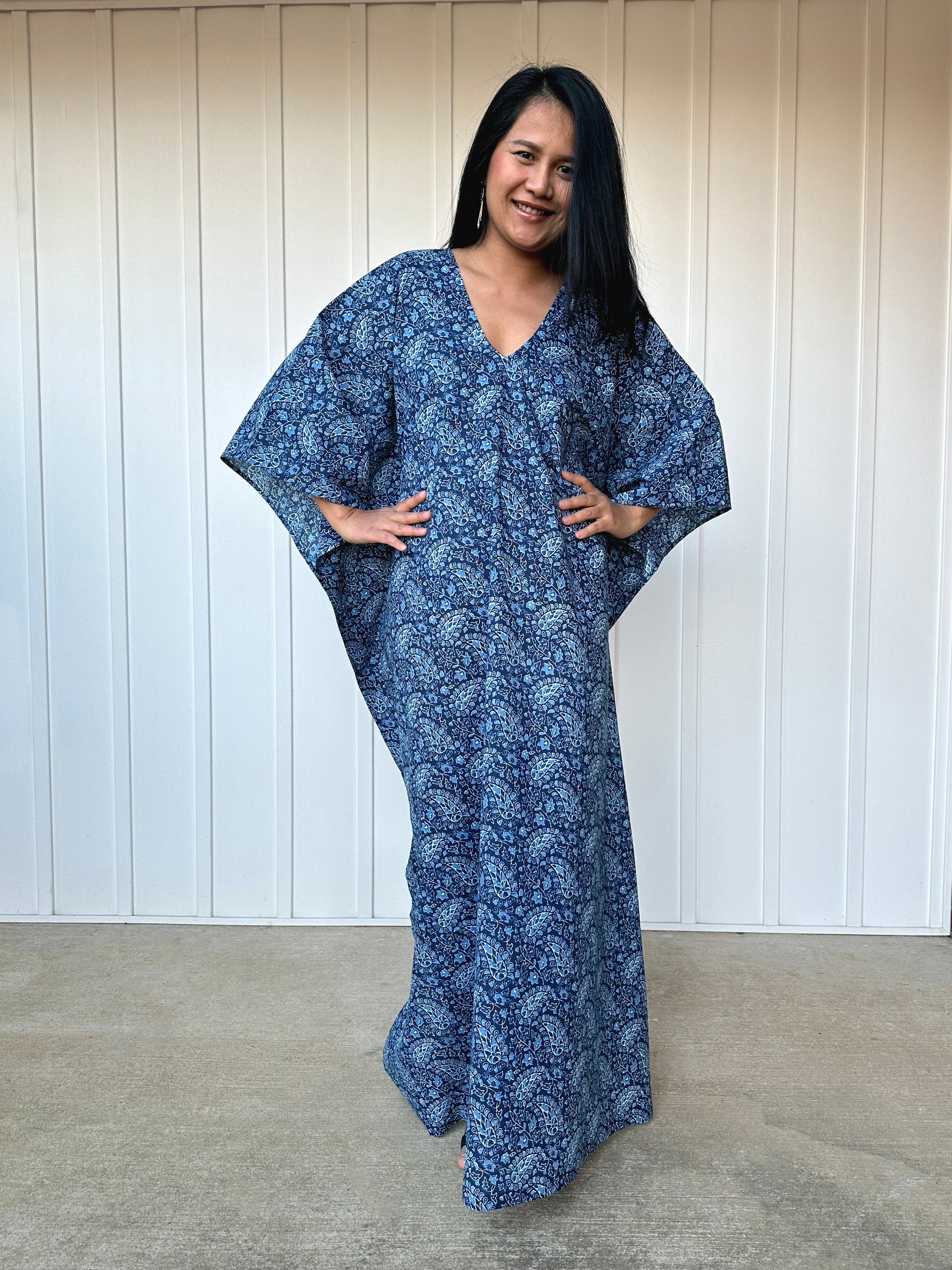 MALA handworks  56 Evelyn Kaftan in Blue Pattern