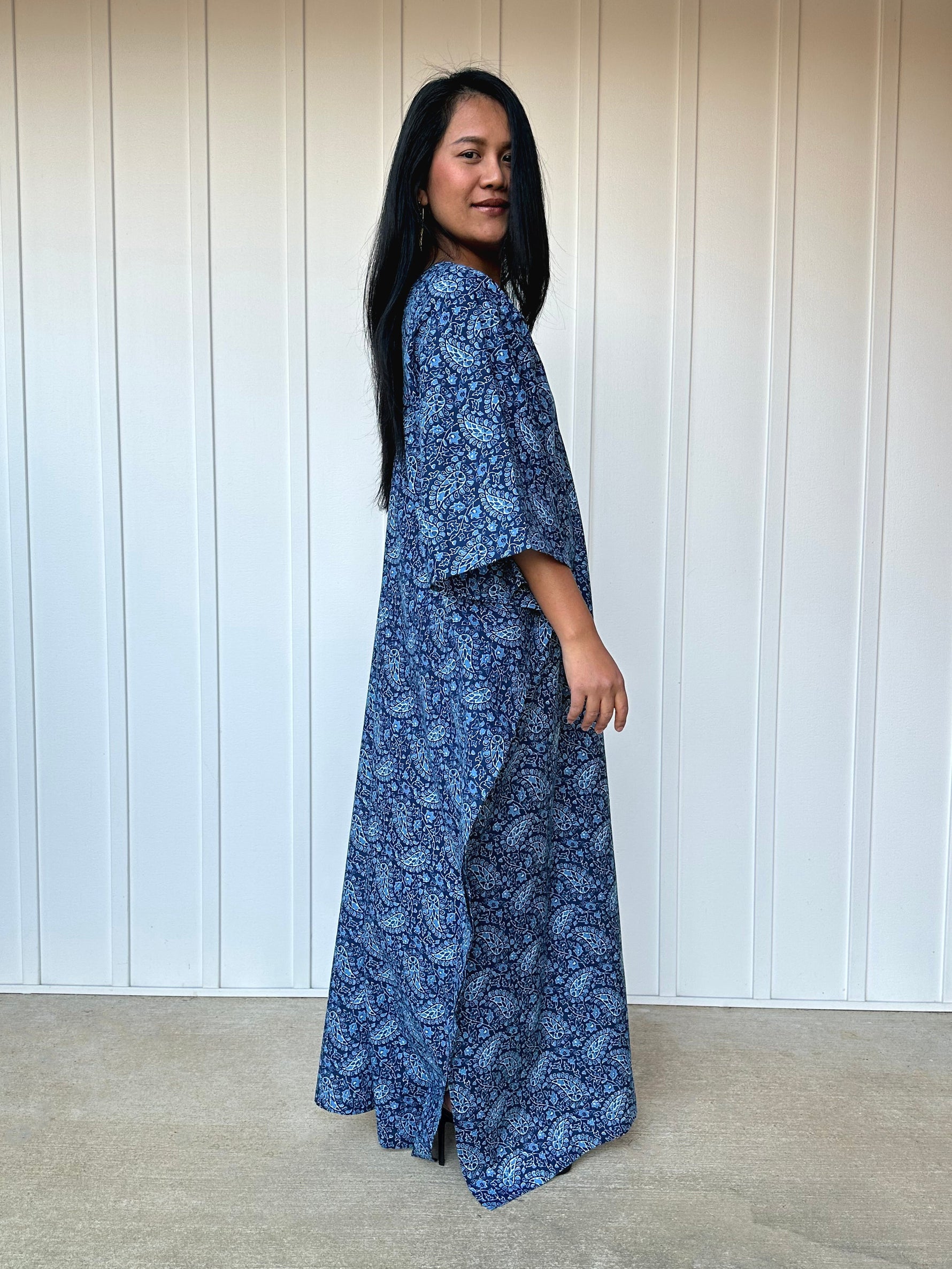 MALA handworks  56 Evelyn Kaftan in Blue Pattern
