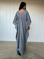 MALA handworks  Evelyn Kaftan in Green and Floral Pattern