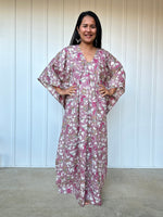 MALA handworks  Evelyn Kaftan in Lavender and Floral Pattern