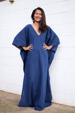 MALA handworks Evelyn Kaftan in Navy Blue and Semi Ribbed Cotton