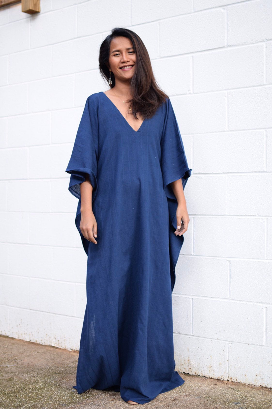 MALA handworks Evelyn Kaftan in Navy Blue and Semi Ribbed Cotton