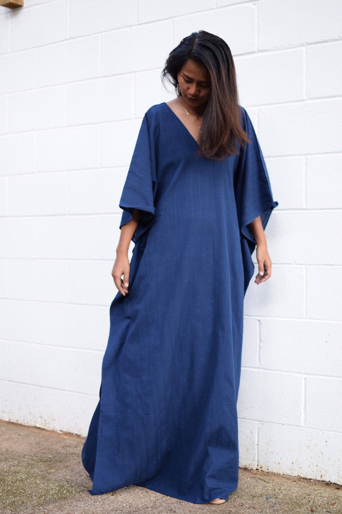 MALA handworks Evelyn Kaftan in Navy Blue and Semi Ribbed Cotton