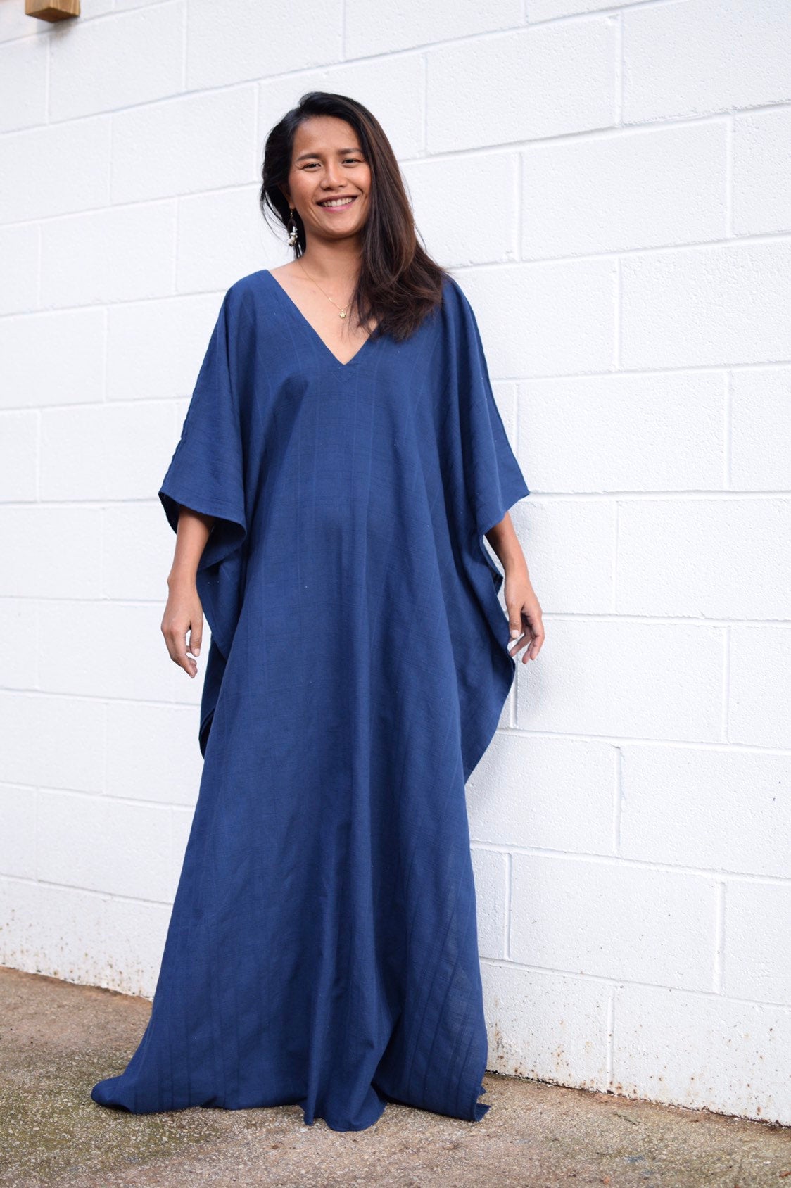 MALA handworks Evelyn Kaftan in Navy Blue and Semi Ribbed Cotton