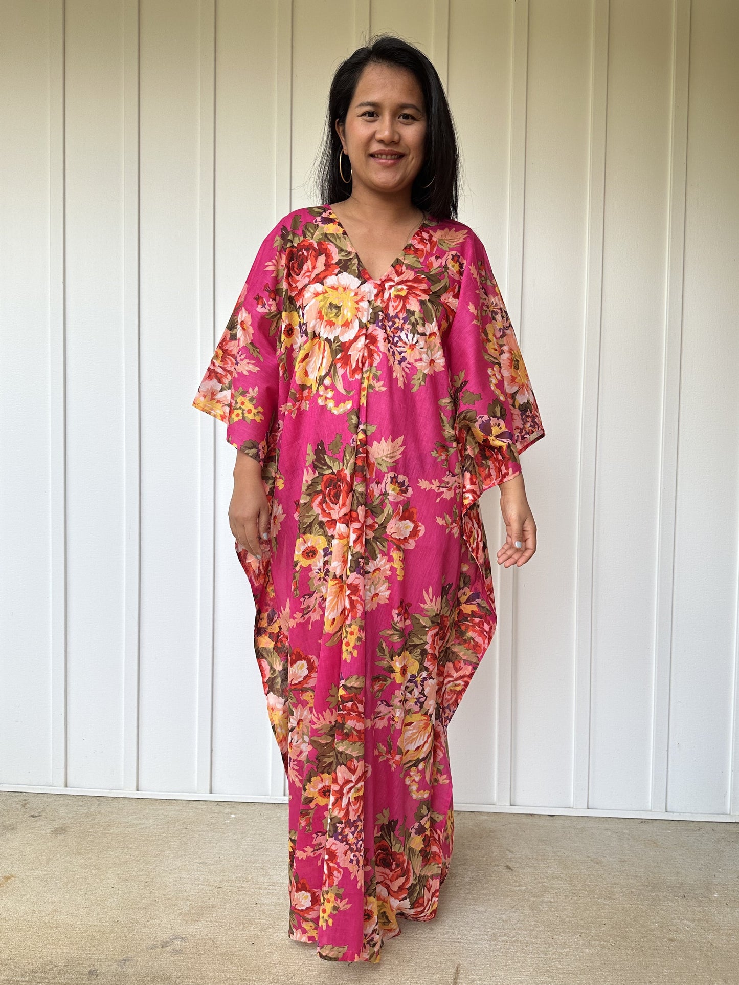 MALA handworks  56 Evelyn Kaftan in Pink and Floral Pattern