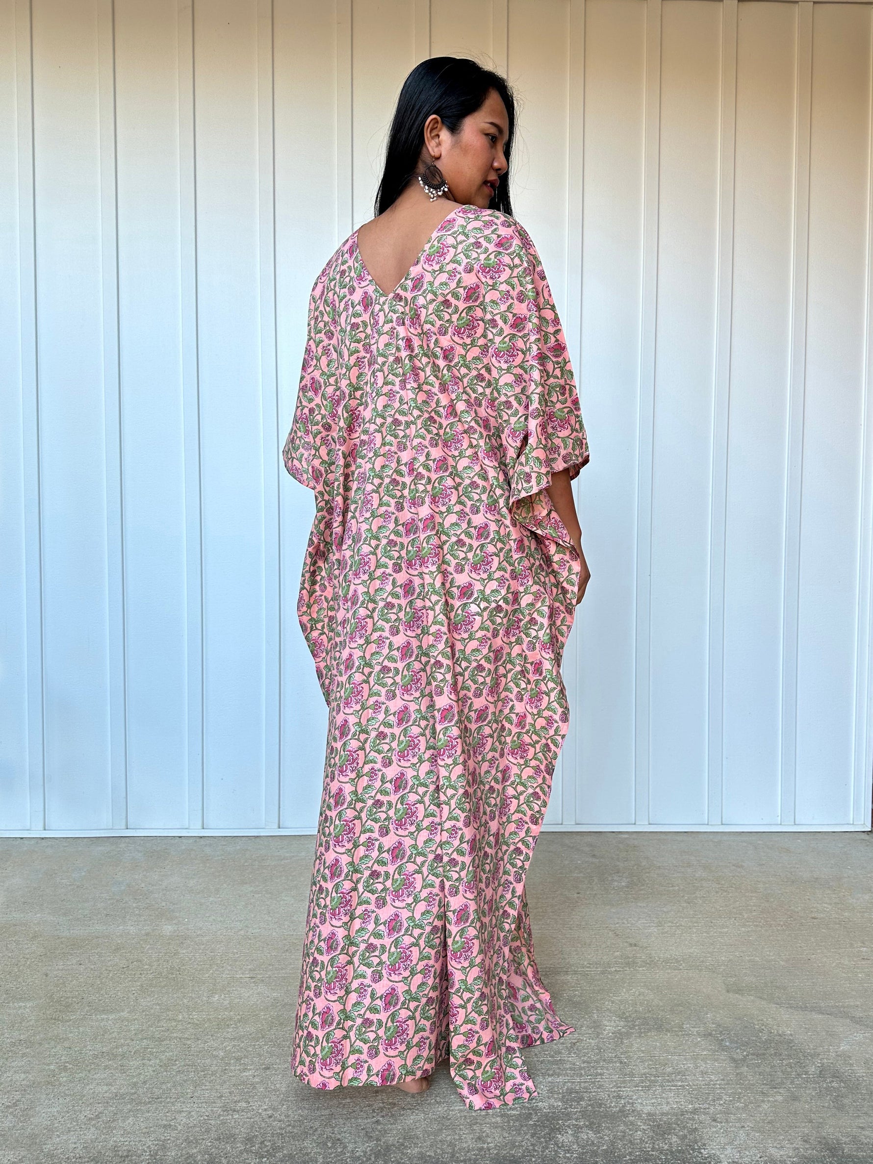 MALA handworks 56 Evelyn Kaftan in Pink and Floral Pattern