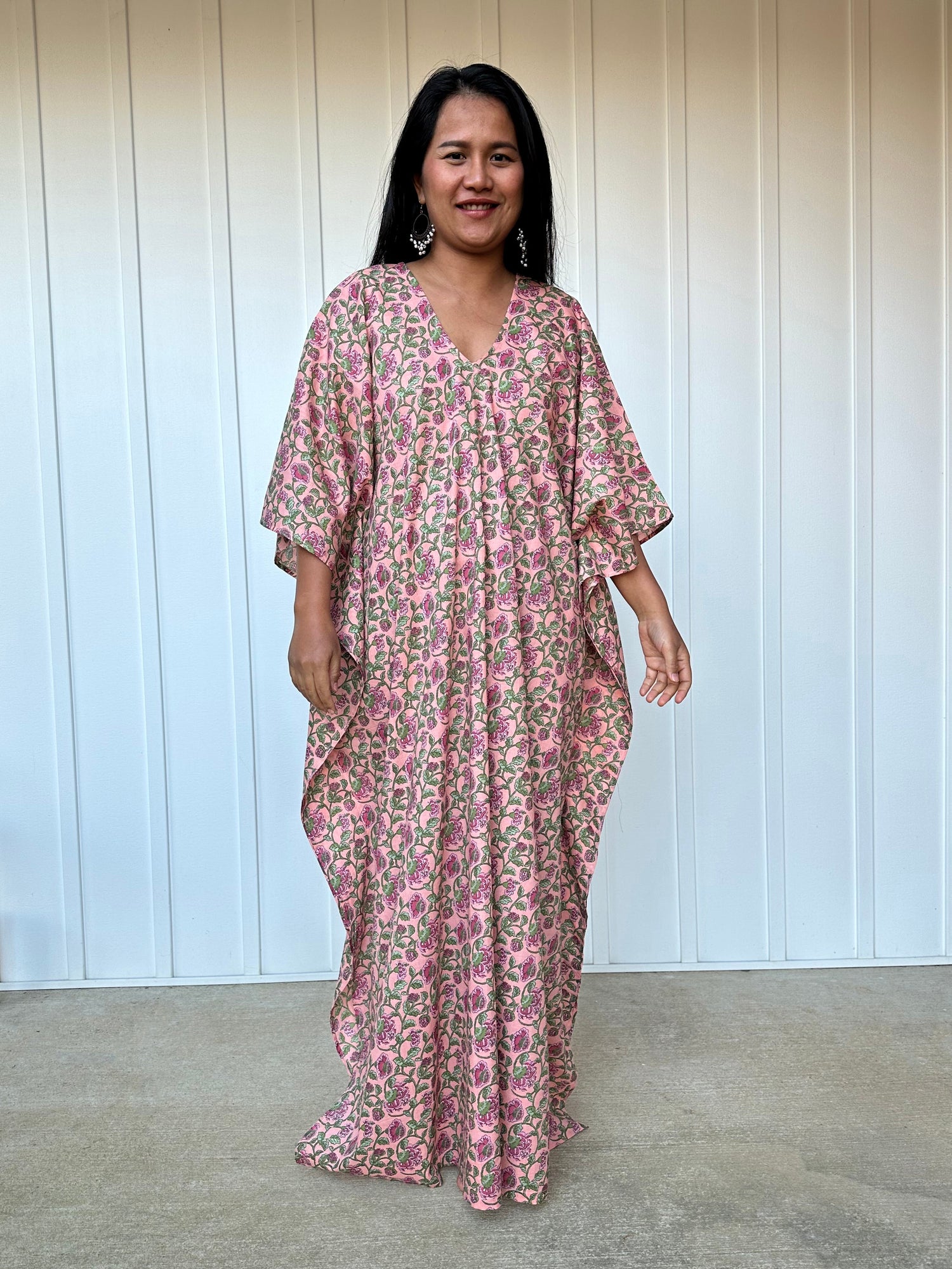 MALA handworks 56 Evelyn Kaftan in Pink and Floral Pattern