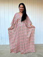 MALA handworks 56 Evelyn Kaftan in Pink and Floral Pattern