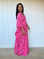 MALA handworks  Evelyn Kaftan in Pink and White Pattern