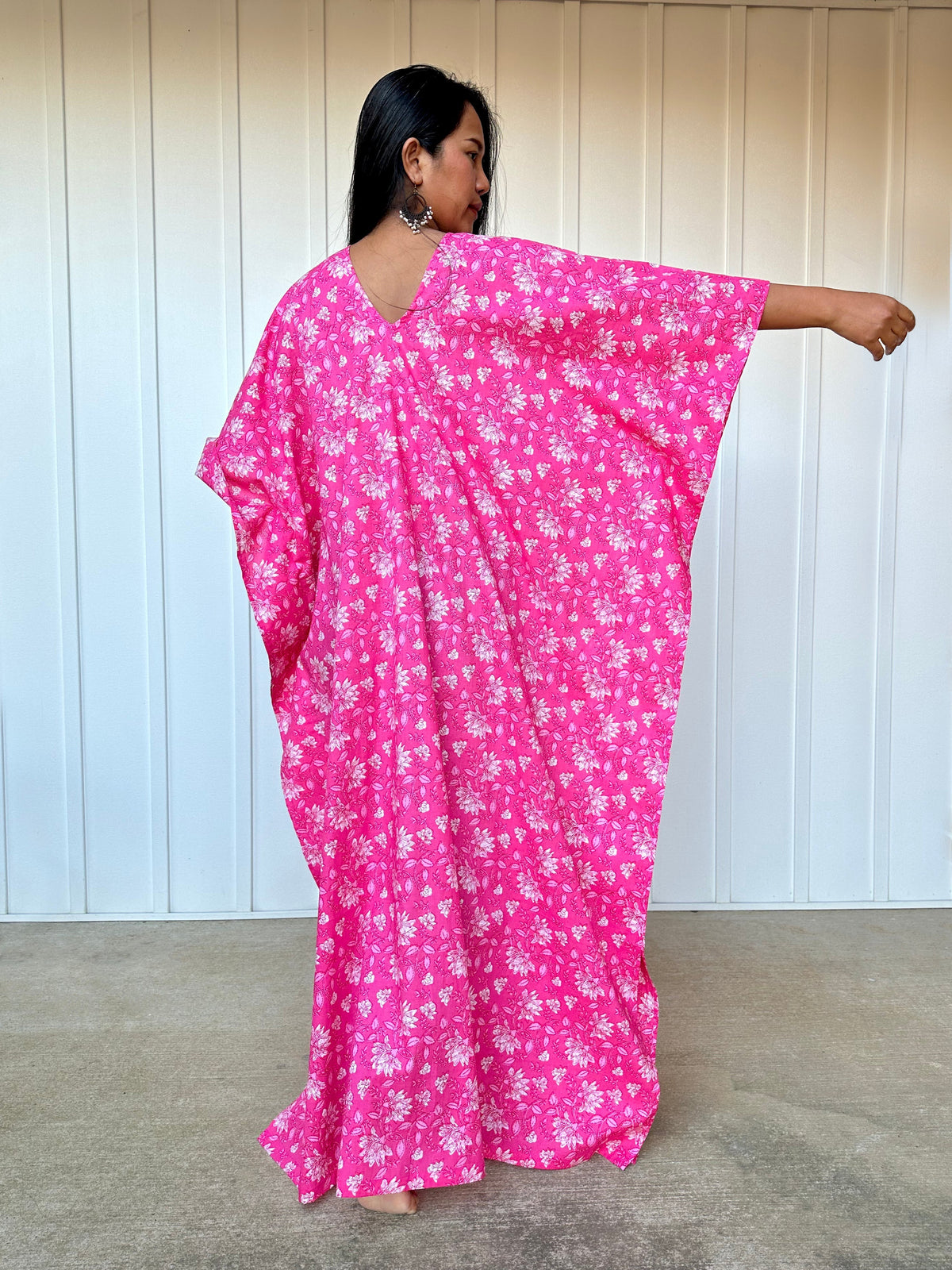 MALA handworks  Evelyn Kaftan in Pink and White Pattern
