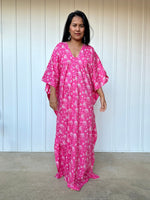 MALA handworks  Evelyn Kaftan in Pink and White Pattern