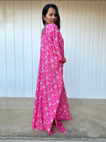 MALA handworks  Evelyn Kaftan in Pink and White Pattern