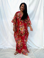 MALA handworks  56 Evelyn Kaftan in Red and Floral Pattern
