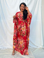 MALA handworks  56 Evelyn Kaftan in Red and Floral Pattern