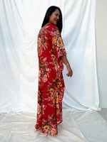MALA handworks  56 Evelyn Kaftan in Red and Floral Pattern