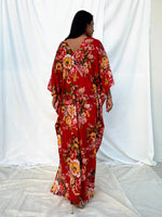 MALA handworks  56 Evelyn Kaftan in Red and Floral Pattern