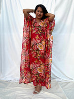 MALA handworks  56 Evelyn Kaftan in Red and Floral Pattern