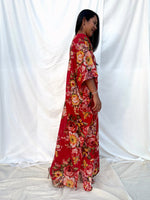 MALA handworks  56 Evelyn Kaftan in Red and Floral Pattern