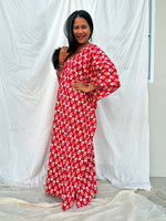 MALA handworks  56 Evelyn Kaftan in Red and White Pattern