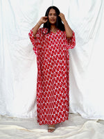 MALA handworks  56 Evelyn Kaftan in Red and White Pattern
