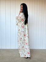 MALA handworks  56 Evelyn Kaftan in White and Floral Pattern
