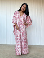 MALA handworks  56 Evelyn Kaftan in White and Floral Pattern