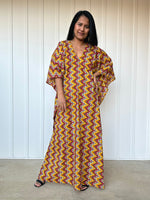 MALA handworks  56 Evelyn Kaftan in Yellow and Abstract Pattern
