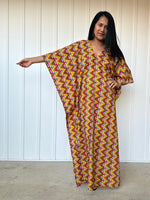 MALA handworks  56 Evelyn Kaftan in Yellow and Abstract Pattern