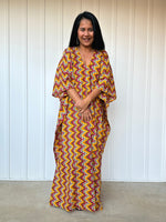 MALA handworks  56 Evelyn Kaftan in Yellow and Abstract Pattern