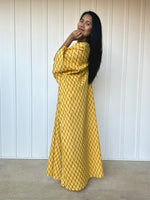 MALA handworks  56 Evelyn Kaftan in Yellow and Floral Pattern