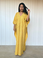 MALA handworks  56 Evelyn Kaftan in Yellow and Floral Pattern