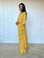 MALA handworks Evelyn Kaftan in Yellow and Floral Pattern