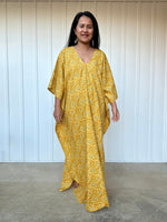 MALA handworks Evelyn Kaftan in Yellow and Floral Pattern