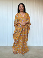 MALA handworks  Evelyn Kaftan in Yellow and Floral Pattern