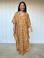 MALA handworks  Evelyn Kaftan in Yellow and Floral Pattern