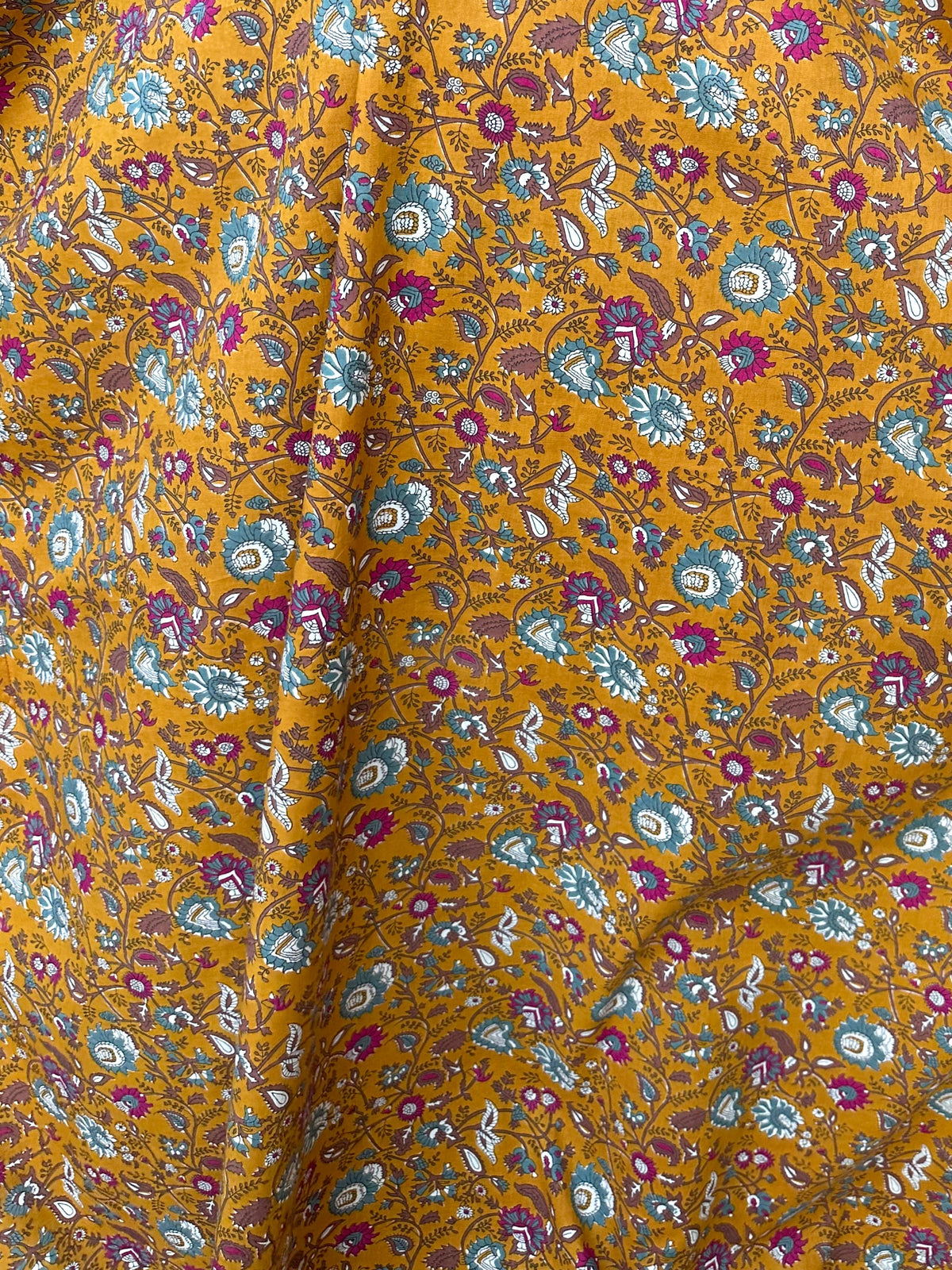 MALA handworks  Evelyn Kaftan in Yellow and Floral Pattern